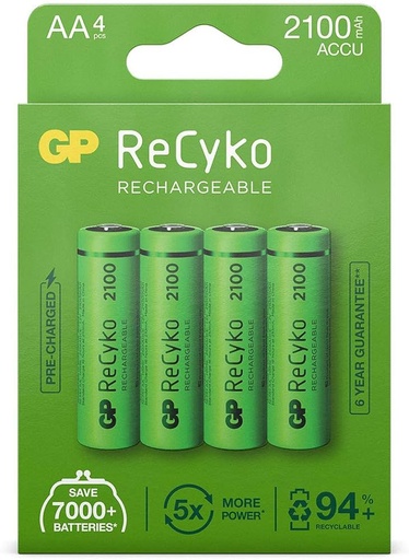 [GP210AA] PILE GP RICARICABILE STILO AA  1.2V 2100MAH NI-MH BL. 4 GP210AA