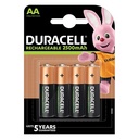 PILE DURACELL RICARICABILE STILO AA  1.2V  2500MAH  NI-MH BL. 4 HR6SLD