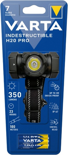 [17732] TORCIA VARTA LED LAMPADA DA TESTA INDESTRUCTIBLE H20 PRO 350LM MINISTILO AAA INCLUSE PZ. 3
