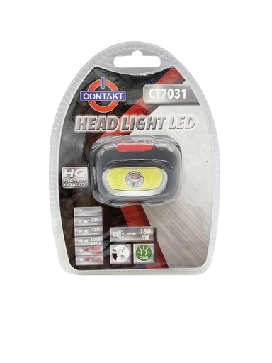 [CT7031] TORCIA CONTAKT LED LAMPADA DA TESTA MINISTILO AAA  3W COB 3W 250LMN 5 FUNZ. BL.1