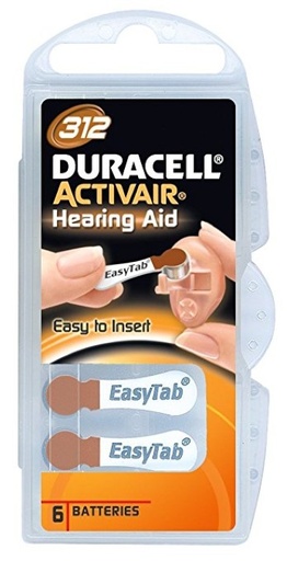 [DA312N] PILE DURACELL ACUSTICA  ZINCO ARIA  BL.6  NEW  DA312N