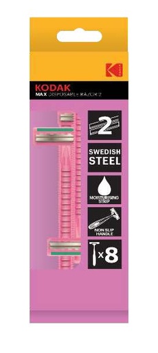 [KB0R03] LAMETTE KODAK RAZOR MAX 2 LAME ACCIAIO SVEDESE CON ALOE VERA COLORE ROSA 30419964