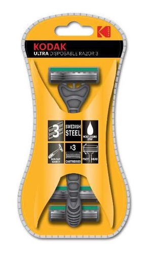 [KB0R05] LAMETTE KODAK RAZOR ULTRA 3 LAME ACCIAIO SVEDESE CON ALOE VERA COLORE SILVER 30419995